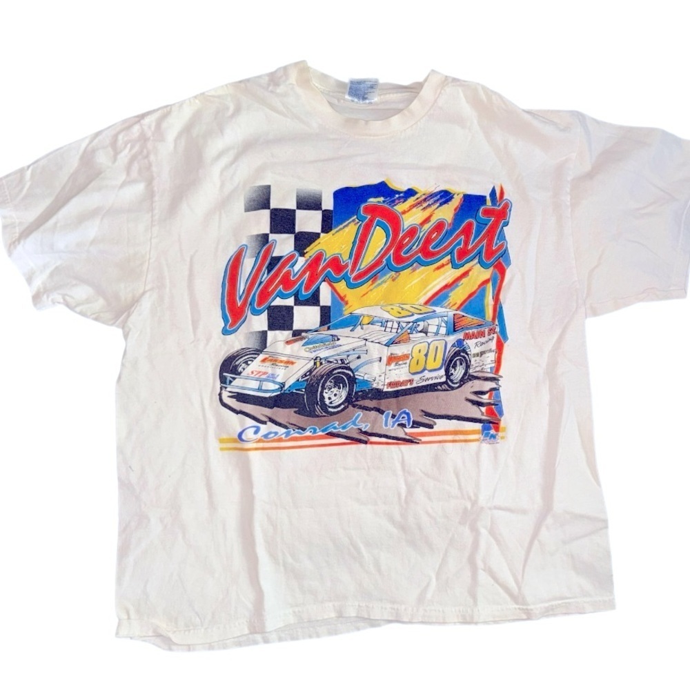 VTG 80s Distressed Speedway/Nascar TShirt Hanes XL Unisex‎